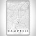 Campbell California Map Print Portrait Orientation in Classic Style With Shaded Background