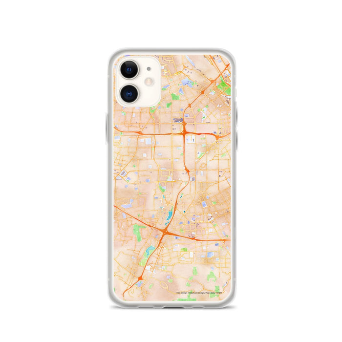 Custom iPhone 11 Campbell California Map Phone Case in Watercolor