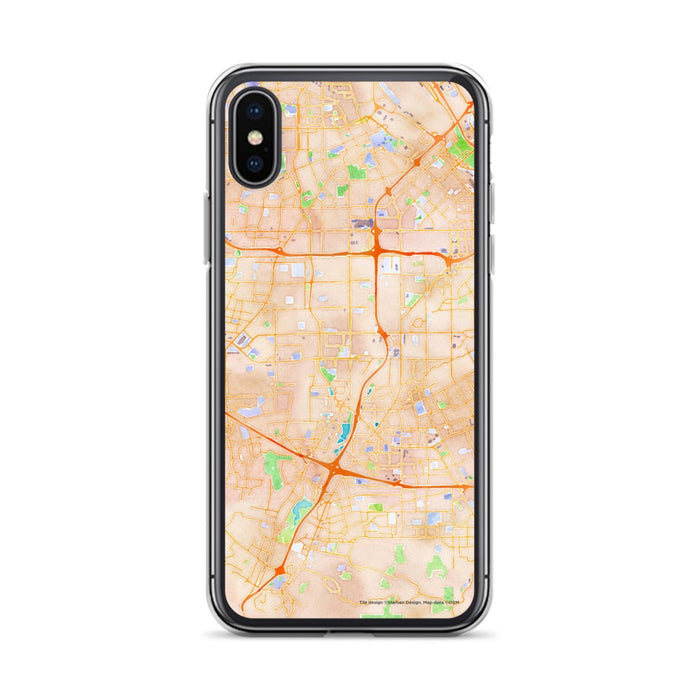 Custom iPhone X/XS Campbell California Map Phone Case in Watercolor