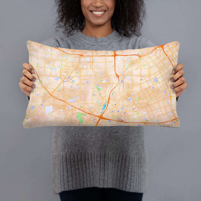 Person holding 20x12 Custom Campbell California Map Throw Pillow in Watercolor