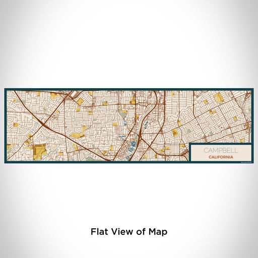 Flat View of Map Custom Campbell California Map Enamel Mug in Woodblock