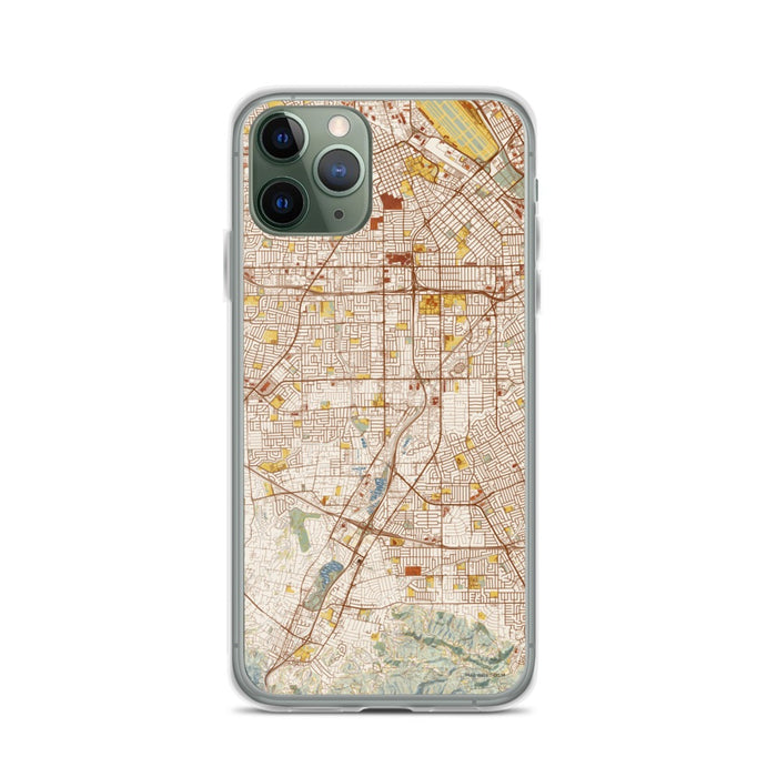 Custom iPhone 11 Pro Campbell California Map Phone Case in Woodblock