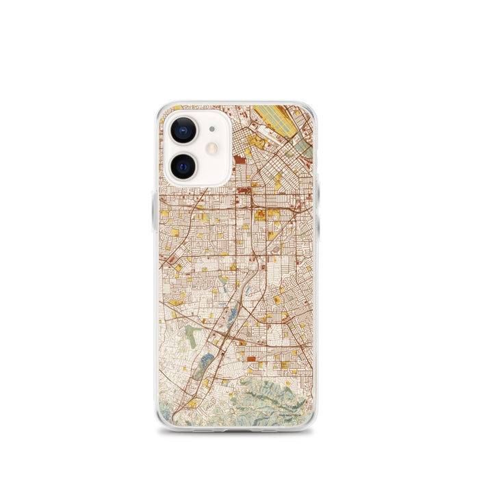 Custom iPhone 12 mini Campbell California Map Phone Case in Woodblock