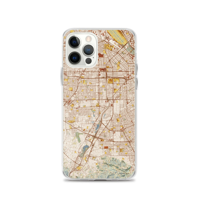 Custom iPhone 12 Pro Campbell California Map Phone Case in Woodblock
