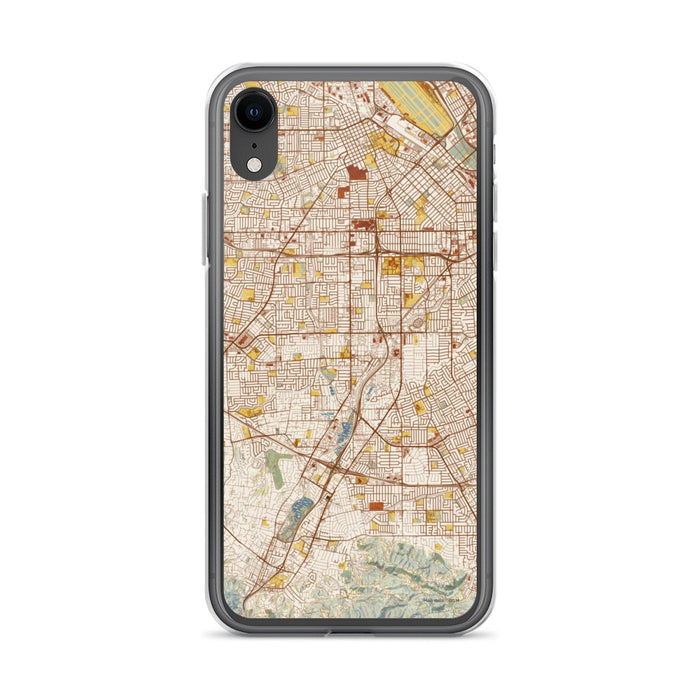 Custom iPhone XR Campbell California Map Phone Case in Woodblock