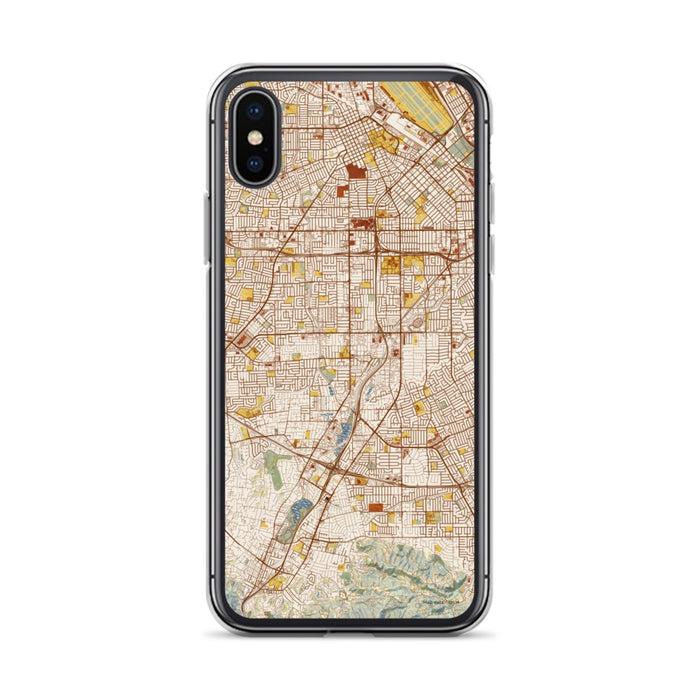 Custom iPhone X/XS Campbell California Map Phone Case in Woodblock