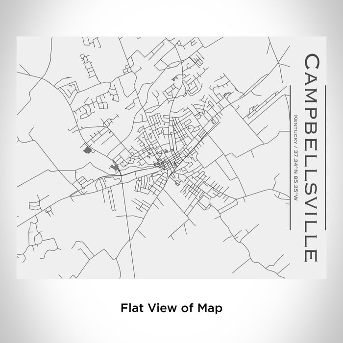 Rendered View of Campbellsville Kentucky Map Engraving on 20oz Stainless Steel Insulated Bottle with Bamboo Top in White