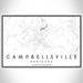 Campbellsville Kentucky Map Print Landscape Orientation in Classic Style With Shaded Background