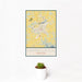 12x18 Campbellsville Kentucky Map Print Portrait Orientation in Woodblock Style With Small Cactus Plant in White Planter