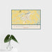 16x24 Campbellsville Kentucky Map Print Landscape Orientation in Woodblock Style With Tropical Plant Leaves in Water