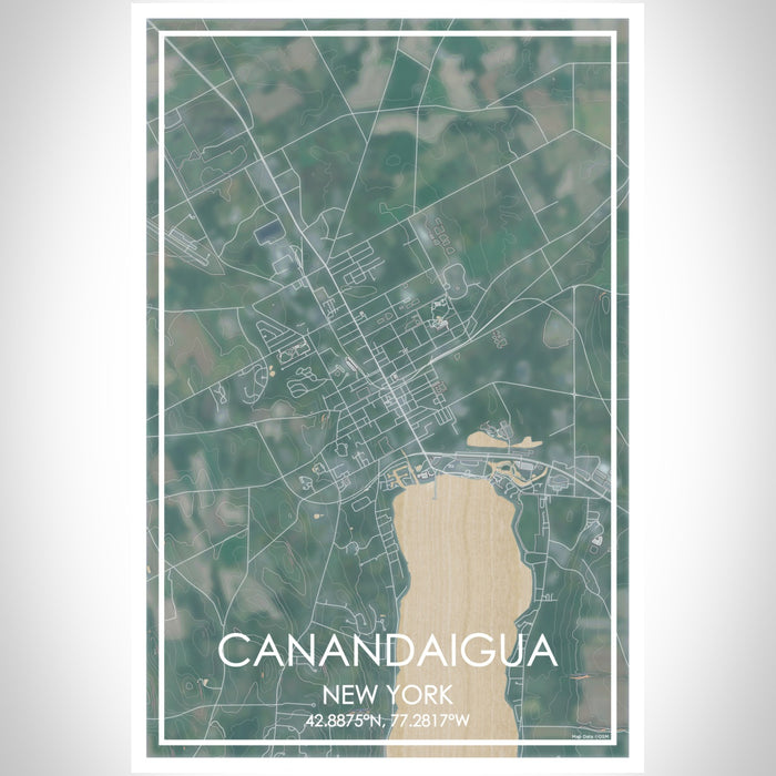 Canandaigua New York Map Print Portrait Orientation in Afternoon Style With Shaded Background