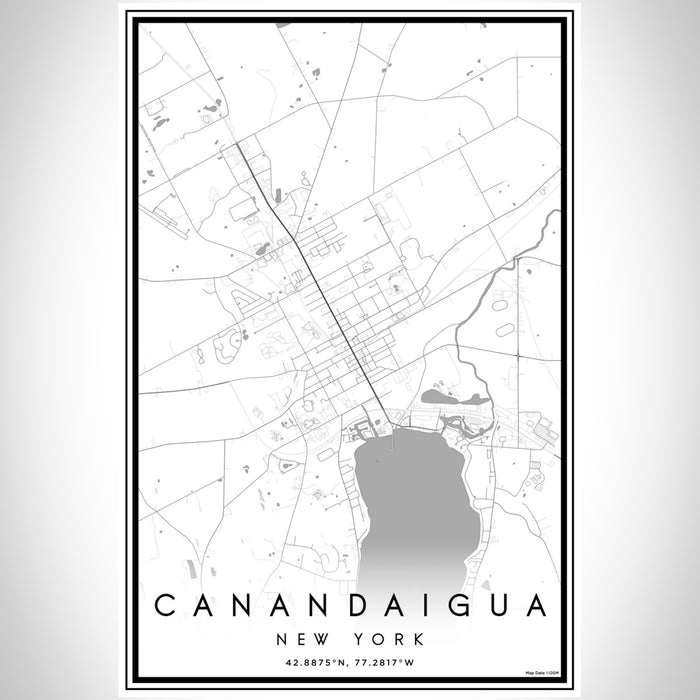 Canandaigua New York Map Print Portrait Orientation in Classic Style With Shaded Background
