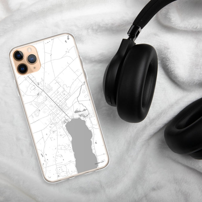 Custom Canandaigua New York Map Phone Case in Classic on Table with Black Headphones