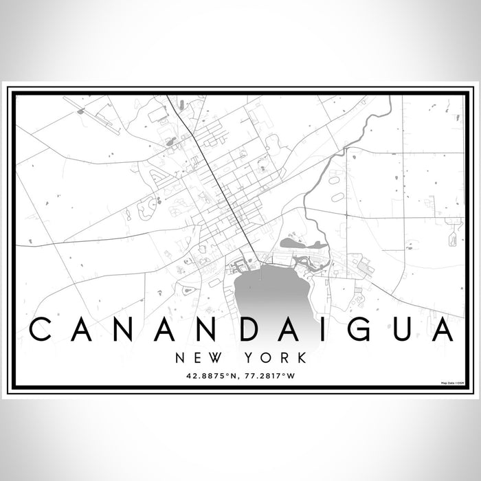 Canandaigua New York Map Print Landscape Orientation in Classic Style With Shaded Background