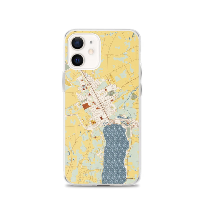 Custom Canandaigua New York Map iPhone 12 Phone Case in Woodblock