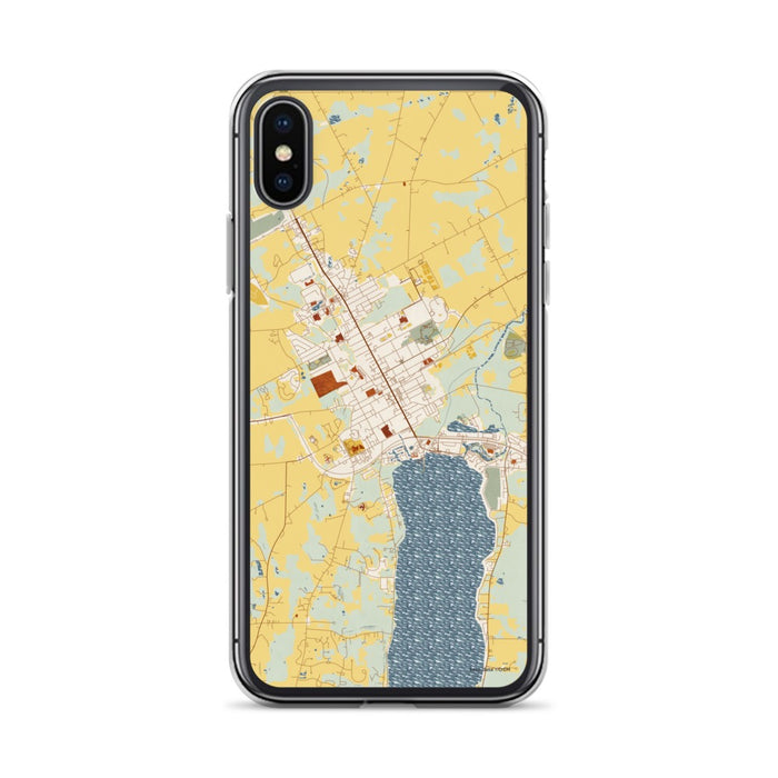 Custom Canandaigua New York Map Phone Case in Woodblock