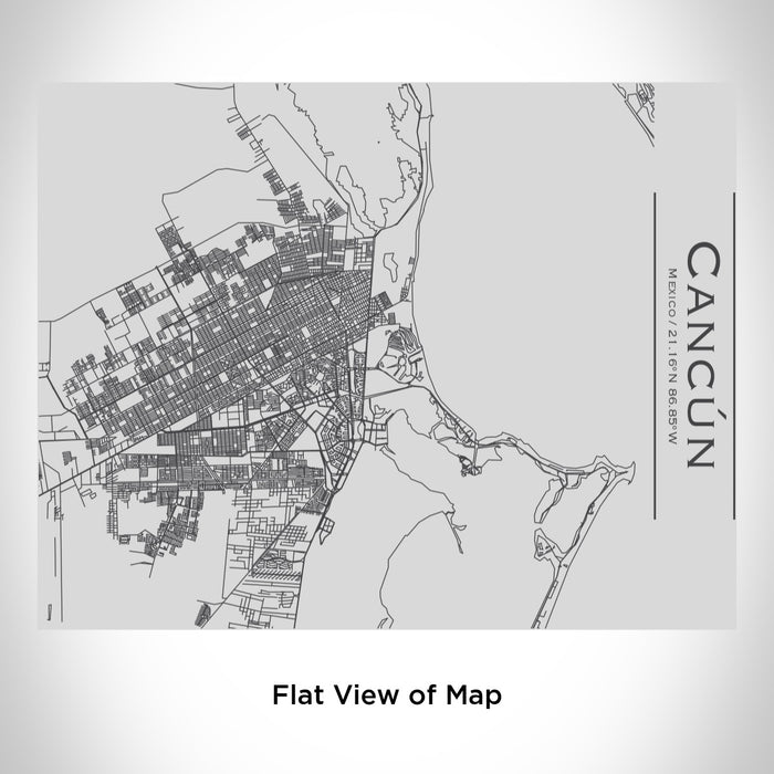 Rendered View of Cancún Mexico Map Engraving on 20oz Stainless Steel Insulated Bottle with Bamboo Top