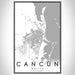 Cancún Mexico Map Print Portrait Orientation in Classic Style With Shaded Background