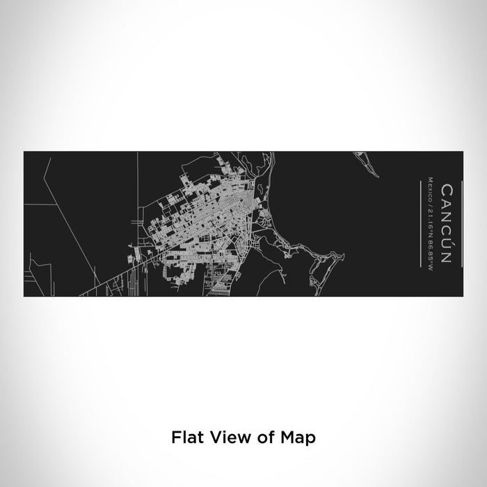 Rendered View of Cancún Mexico Map Engraving on 10oz Stainless Steel Insulated Cup with Sliding Lid in Black