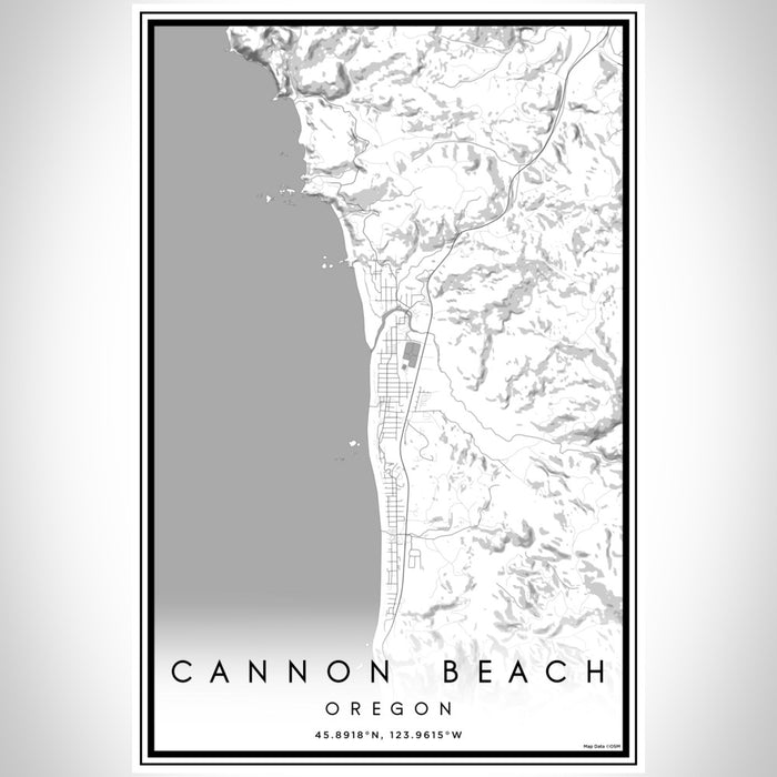 Cannon Beach Oregon Map Print Portrait Orientation in Classic Style With Shaded Background