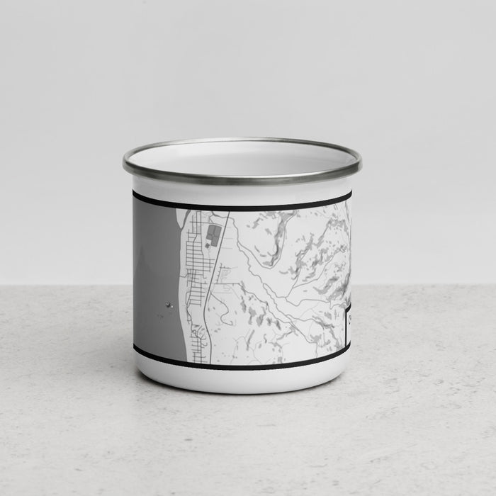 Front View Custom Cannon Beach Oregon Map Enamel Mug in Classic