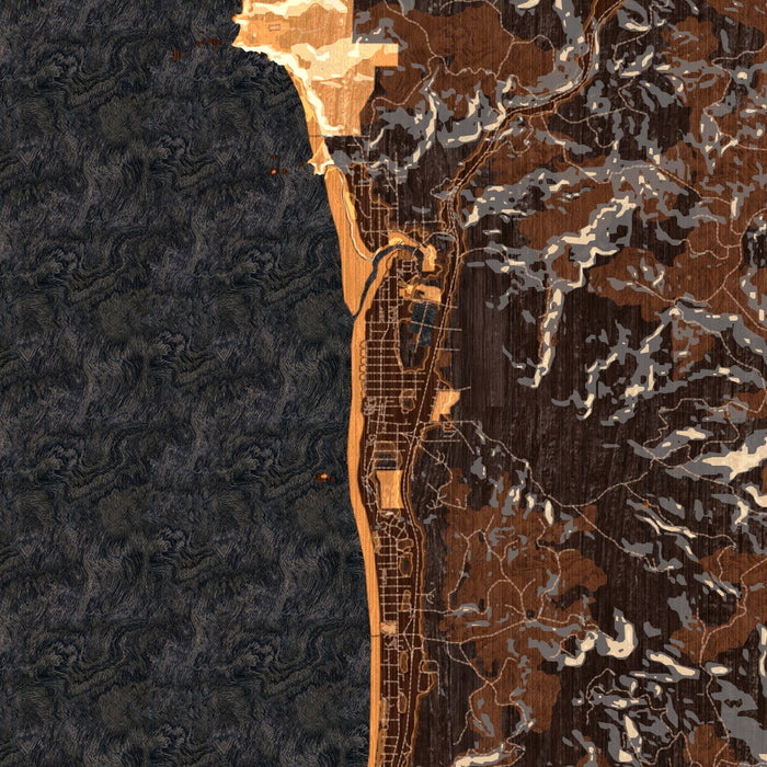 Cannon Beach Oregon Map Print in Ember Style Zoomed In Close Up Showing Details