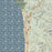 Cannon Beach Oregon Map Print in Woodblock Style Zoomed In Close Up Showing Details