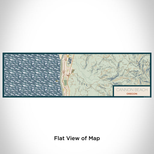 Flat View of Map Custom Cannon Beach Oregon Map Enamel Mug in Woodblock