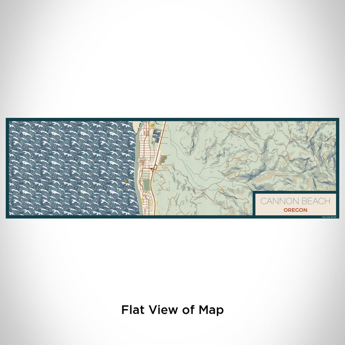 Flat View of Map Custom Cannon Beach Oregon Map Enamel Mug in Woodblock
