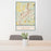 24x36 Canonsburg Pennsylvania Map Print Portrait Orientation in Woodblock Style Behind 2 Chairs Table and Potted Plant