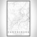 Canonsburg Pennsylvania Map Print Portrait Orientation in Classic Style With Shaded Background