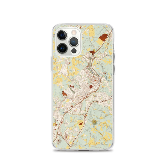 Custom iPhone 12 Pro Canonsburg Pennsylvania Map Phone Case in Woodblock