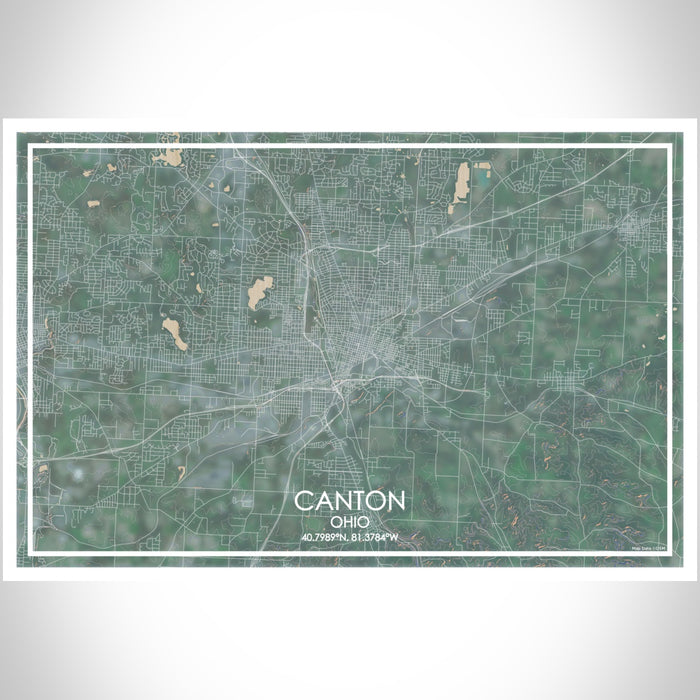 Canton Ohio Map Print Landscape Orientation in Afternoon Style With Shaded Background