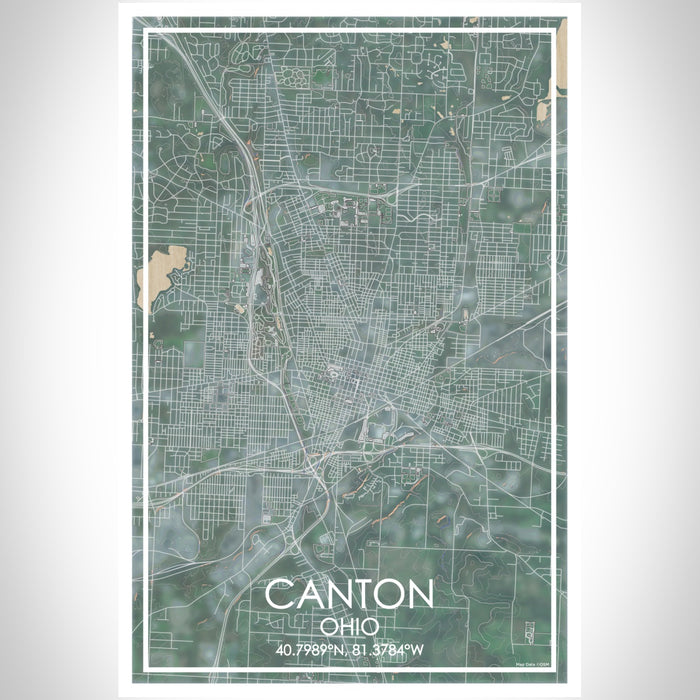 Canton Ohio Map Print Portrait Orientation in Afternoon Style With Shaded Background