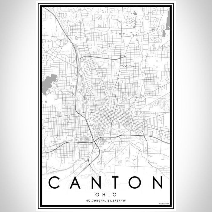 Canton Ohio Map Print Portrait Orientation in Classic Style With Shaded Background