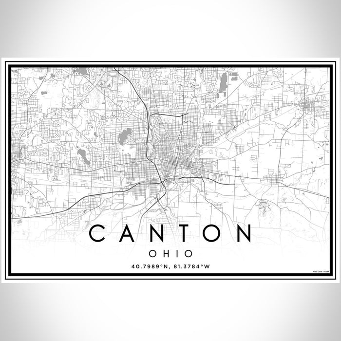 Canton Ohio Map Print Landscape Orientation in Classic Style With Shaded Background