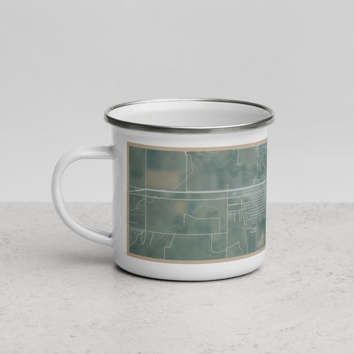 Left View Custom Canyon Texas Map Enamel Mug in Afternoon