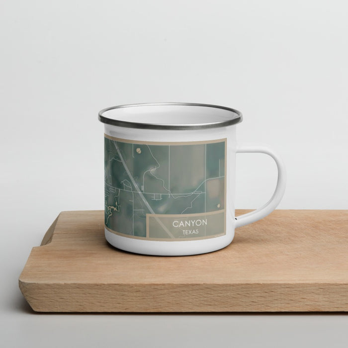 Right View Custom Canyon Texas Map Enamel Mug in Afternoon