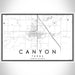 Canyon Texas Map Print Landscape Orientation in Classic Style With Shaded Background