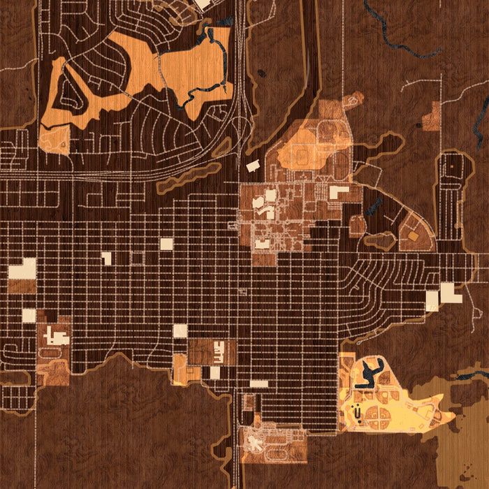 Canyon Texas Map Print in Ember Style Zoomed In Close Up Showing Details