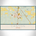 Canyon Texas Map Print Landscape Orientation in Woodblock Style With Shaded Background