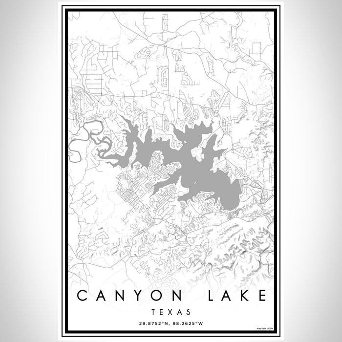 Canyon Lake Texas Map Print Portrait Orientation in Classic Style With Shaded Background