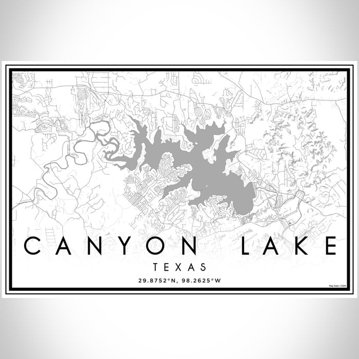 Canyon Lake Texas Map Print Landscape Orientation in Classic Style With Shaded Background
