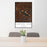 24x36 Canyon Lake Texas Map Print Portrait Orientation in Ember Style Behind 2 Chairs Table and Potted Plant