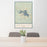 24x36 Canyon Lake Texas Map Print Portrait Orientation in Woodblock Style Behind 2 Chairs Table and Potted Plant