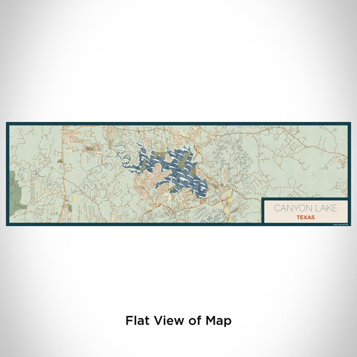 Flat View of Map Custom Canyon Lake Texas Map Enamel Mug in Woodblock