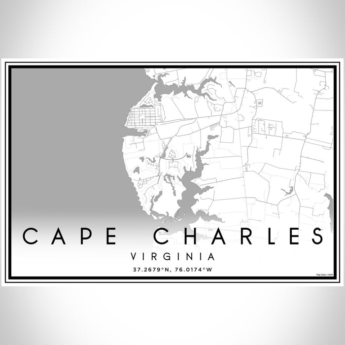 Cape Charles Virginia Map Print Landscape Orientation in Classic Style With Shaded Background