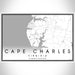 Cape Charles Virginia Map Print Landscape Orientation in Classic Style With Shaded Background