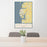 24x36 Cape Charles Virginia Map Print Portrait Orientation in Woodblock Style Behind 2 Chairs Table and Potted Plant
