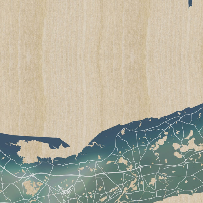 Cape Cod Massachusetts Map Print in Afternoon Style Zoomed In Close Up Showing Details